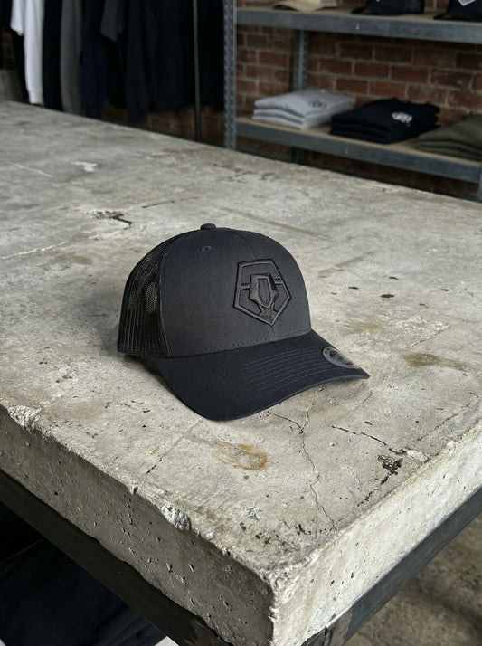 TIS Black Trucker Cap (Black Logo)