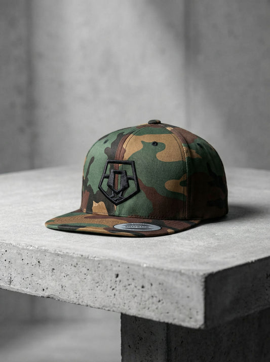 TIS Snap Back Camo Cap (Black Logo)
